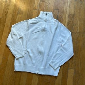 White Full-Zip Mock Turtleneck Sweater